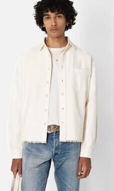 John Elliott Shirt Mens XL Hemi Oversized Shirt in Salt Fleece Fringe Hem Casual